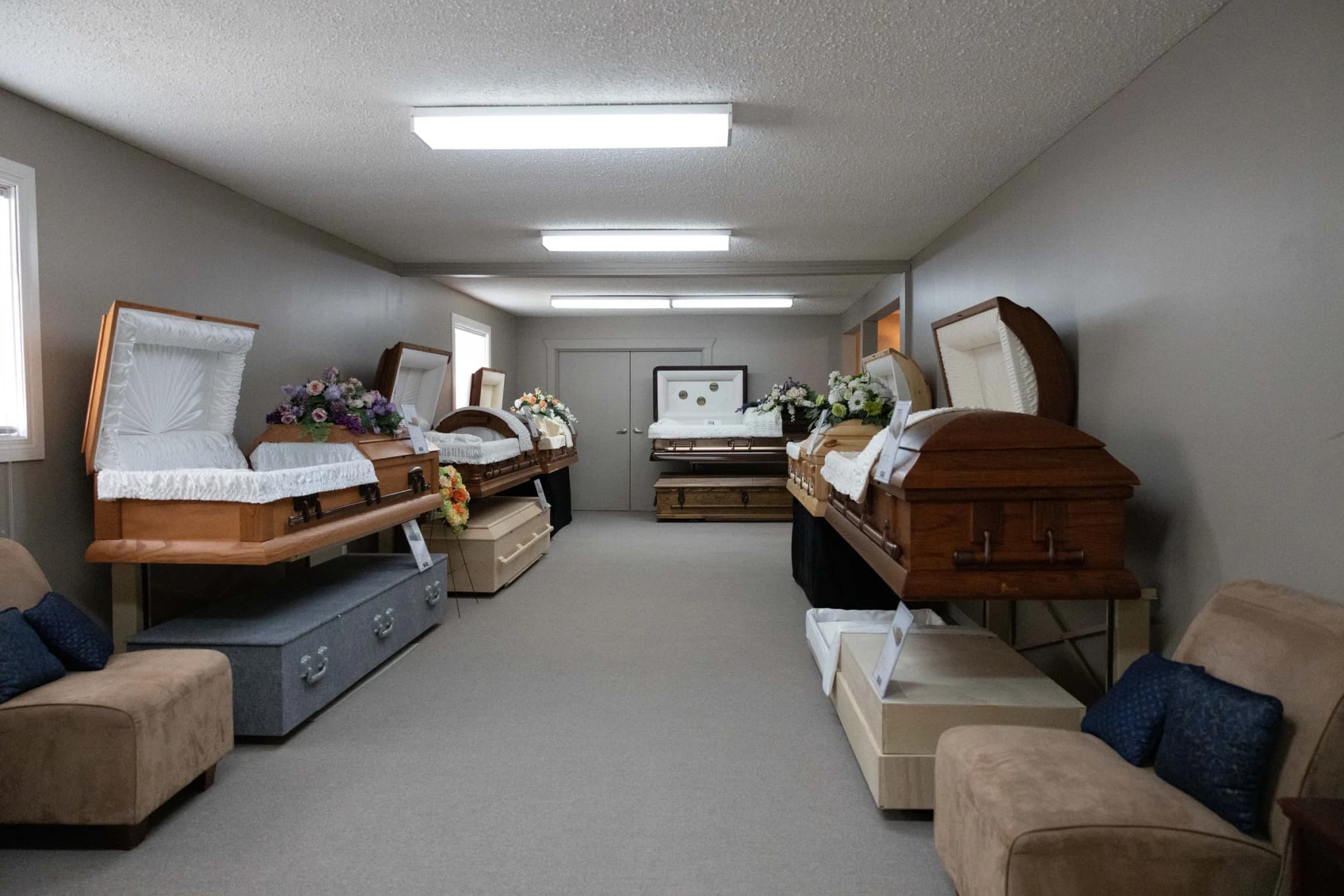 The casket and urn display room